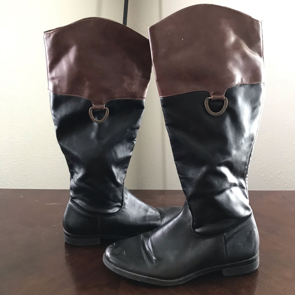 Target Tall Black and Brown Dress Boots Size 7.5